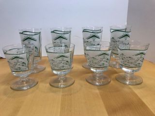 Rare 1960s Oklahoma City Golf & Country Club Stemmed Cocktail Glasses Set Of 8