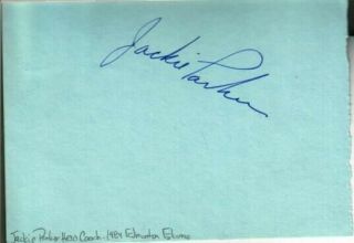 Jackie Parker Autographed Album Page From 1984 Edmonton Eskimos Cfl Hof D.  06