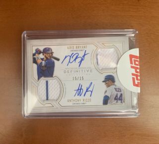 Kris Bryant Anthony Rizzo 19 Topps Definitive Dual Auto Autograph Patch Card /15