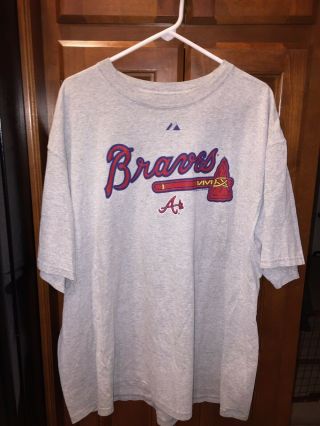 Majestic Atlanta Braves Baseball Mlb T - Shirt Men Sz 2xl Gray