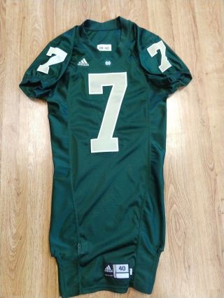 2008 Adidas Team Issued Authentic Game Notre Dame Football Green Jersey 7 Irish