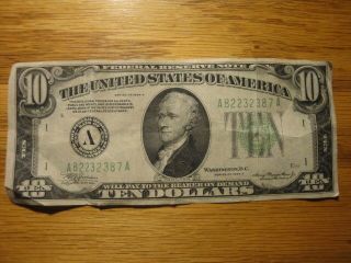 1934a Ten Dollar Federal Reserve Note Boston A