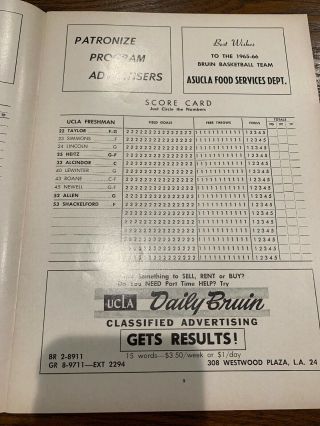 1965 - 66 Ucla Vs Ohio St.  Basketball Program,  Lew Alcindors First Game 5