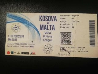 Kosovo Malta Kosova 11.  10.  2018 Uefa Nations League Football Soccer Ticket