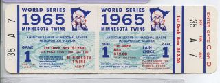 1965 World Series Game 1 Full Ticket 1st Deck Box Ex,