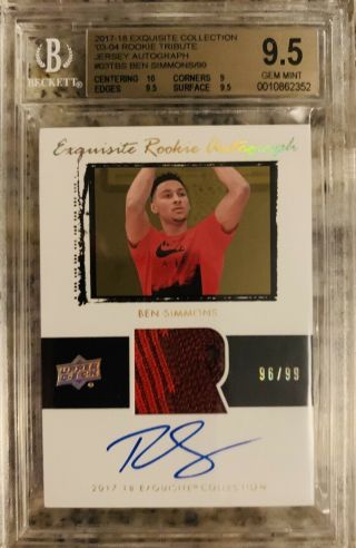 2017 - 18 Ud Rookie Exquisite Ben Simmons Rc Patch Auto /99 Bgs 9.  5/10 Rpa Sixers