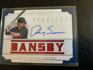 2017 Panini National Treasures Dansby Swanson Rc Timeline Materials Auto 41/99