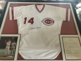 Exclusive Pete Rose Signed White Jersey (branca,  Roberts,  Drysdale,  Spahn,  Etc)