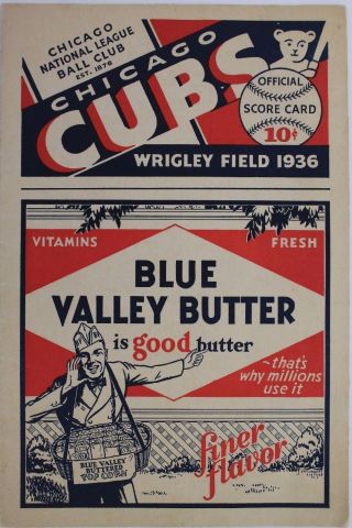 Gabby Hartnett (d.  72) Autographed 1936 Cubs Wrigley Field Scorecard Jsa 17e