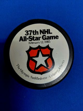 Nhl Rare Ziegler 37th All - Star Game Puck Calgary Flames 1985 Gt1 Slug