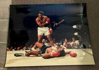 Muhammad Ali Autographed 16x20 Color Photo Over Liston - A Gem