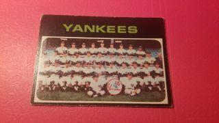1971 Opc Baseball Set Break.  543 Ny Yankees Team Card Vgex,