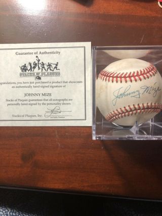 Johnny Mize Autographed Baseball With