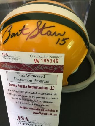 Bart Starr Signed Green Bay Packers Mini Helmet Packers Auto With Jsa