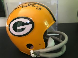 Bart Starr Signed Green Bay Packers Mini Helmet Packers Auto With JSA 5