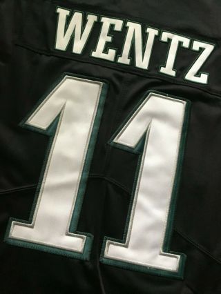 Carson Wentz Black All - Stitched Philadelphia Eagles Jersey 11 Mens Size Medium