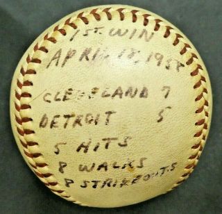 Herb Score Game 1958 1st Win Baseball Cleveland Indians
