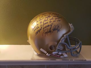 Rudy Ruettiger Signed Notre Dame Authentic Full Size Helmet W/stand