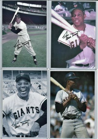 4 - 4x6 Photos Of Willie Mays,  Live Ink Signed.