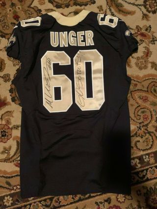 2016 Max Unger 60 Orleans Saints - Signed - Game Worn Issued Nike Jersey