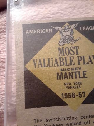 1956 - 57 Baseball Card Mickey Mantle 475 Most Valuable Player American League 8