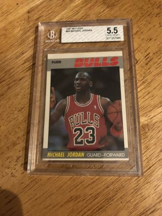 1987 - 1988 Fleer Michael Jordan Chicago Bulls 59 Basketball Card Grade 5.  5 Ex,