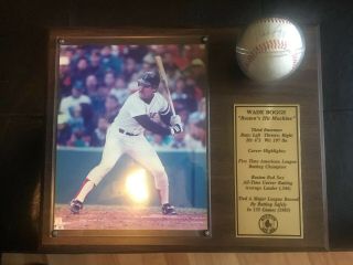 Wade Boggs Autographed Ball,  Plaque.  Boston’s Hit Machine Red Sox