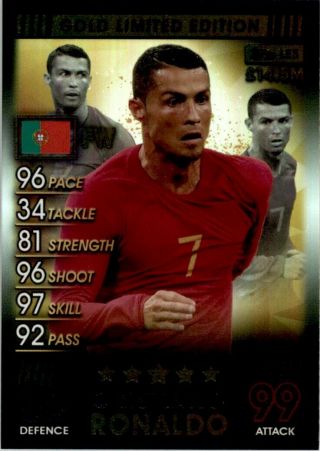 Topps Match Attax 101 - Cristiano Ronaldo Portugal (gold Limited Edition) Le5