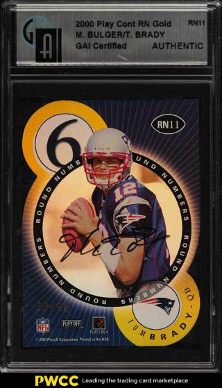 2000 Playoff Contenders Round Numbers Gold Tom Brady Rc Auto /60 Gai Auth (pwcc)