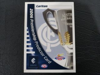 2006 Afl Select Champions Premiership Predictor Card Pc3 Carlton