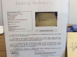 Honus Wagner & Joe Gordon Cut Auto Signed Autograph Album Page JSA Authenticated 3