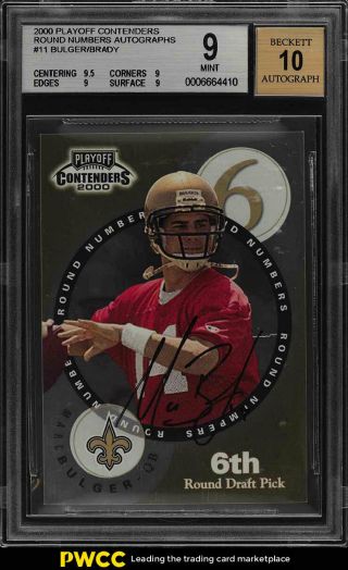 2000 Playoff Contenders Round Numbers Tom Brady Rookie Rc Auto 11 Bgs 9 (pwcc)