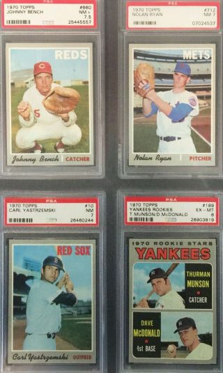 1970 Topps Baseball Complete Set Ex - Nm - Mt Including 145 Psa Graded Cards