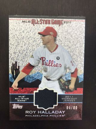 2011 Topps All Star Game Roy Halladay Jersey Relic /60 Event Worn Workout Jersey