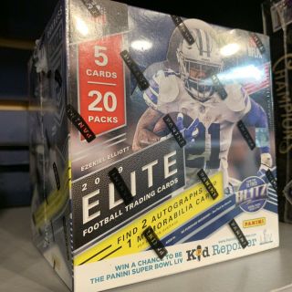 2019 Panini Elite Football Hobby Box 20 Packs/5 Cards 2 Autos And 1 Relic
