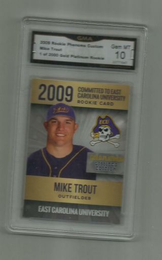 2009 Gold Platinum Limited Edition Mike Trout College Rc Graded 10 Gem Mt