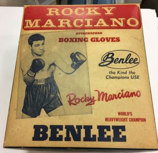 Rare Heavy Weight Champ Rocky Marciano Boxing Gloves Box Only Graphics