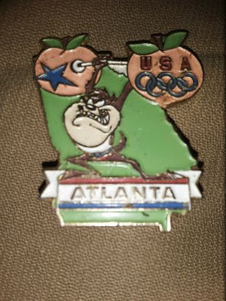 Anime Weightlifting Pin Atlanta 1996 Olympic Games Taz Tasmanian Devil