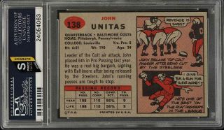 1957 Topps Football Johnny Unitas ROOKIE RC 138 PSA 8.  5 NM - MT,  (PWCC - S) 2
