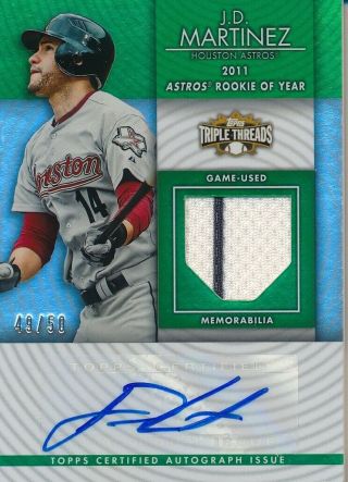 2012 Topps Triple Threads J.  D.  Martinez Auto Jersey Card 49/50 Red Sox