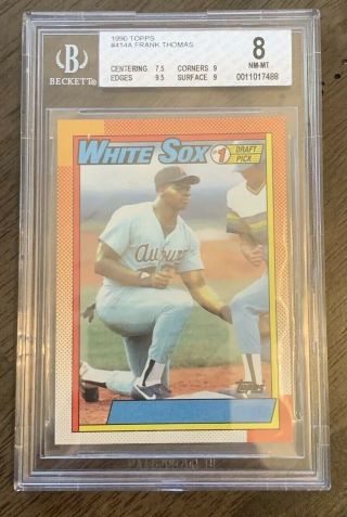 1990 Topps Frank Thomas Rookie Rc,  No Name On Front 414 Bgs 8 Nm - Mt W/ 9.  5 Nnof