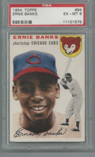 1954 Topps Ernie Banks Rookie 94 Psa 6 Ex - Mt