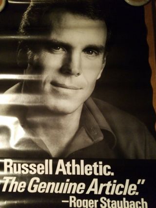 Roger Staubach Football Poster 1981 Nfl Hof Dallas Cowboys Russell Athletics