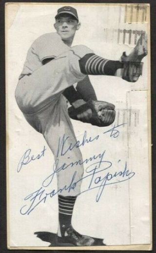 Frank Papish Autographed Vintage 1953 Govt.  Postcard - Cleveland Indians - D:1965