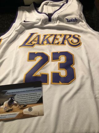 Lebron James Signed Autographed White Lakers Swingman Jersey W/