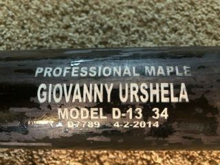 Giovanny Urshela Bat,  Cracked - York Yankees,  Cleveland Indians 2