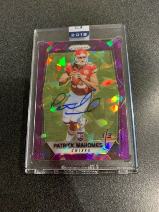 2018 Honors Patrick Mahomes 2017 Prizm Rookie Cracked Ice Auto 1/3 Chiefs Rc 