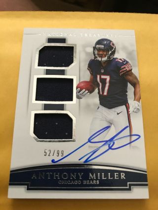 2018 National Treasures Anthony Miller Rpa Rookie 3 Patch Auto Rc Bears 52/99