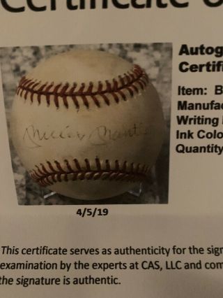 Mickey Mantle Signed Autograph Baseball W/ Caseauthenticated Hof All Time Great