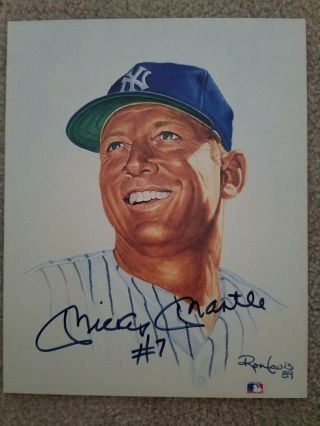 Ron Lewis Living Legends Mickey Mantle Autographed 8 " X 10 "